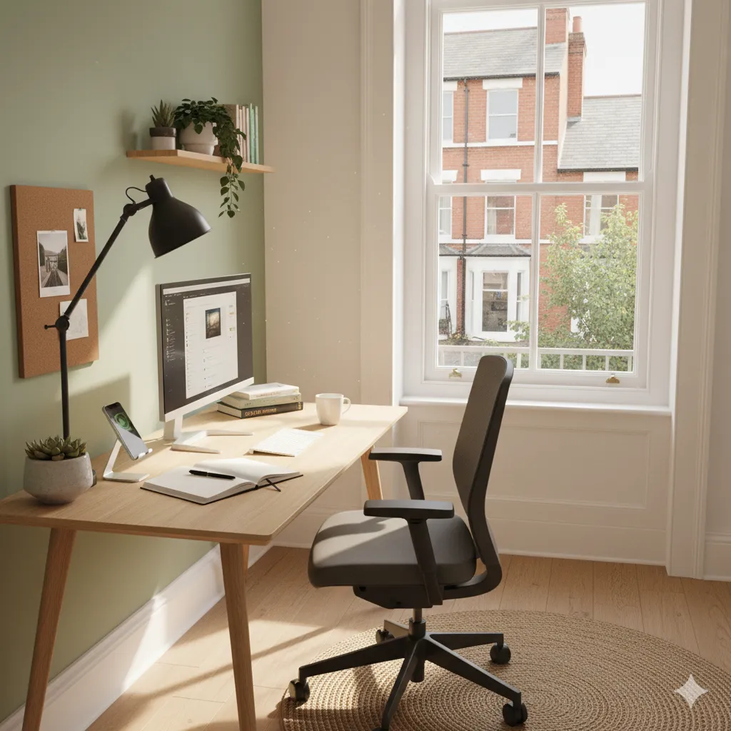 Productive workspace zone in small UK apartment