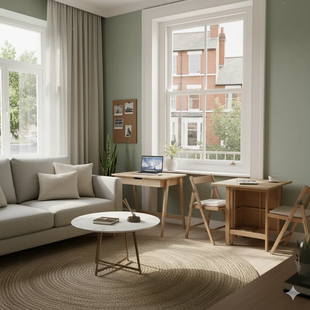 Flexible multi-functional zones in small apartment